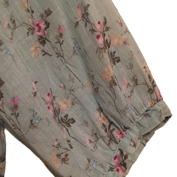 Denim & Supply RL Floral Print Ruffled Fringe edged Tie front blouse L - Picture 7 of 8